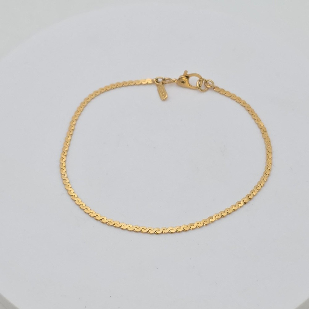 Genuine Vtg MONET Bracelet Serpentine Chain Sister Clasp Gold Plate Signed 7.25"